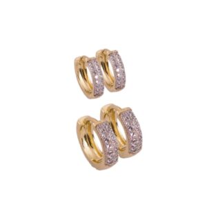 Brinco Intuê duo de argolas zirconia banhadas a ouro 18k semijoia Brinco Intuê duo de argolas zirconia banhadas a ouro 18k semijoia