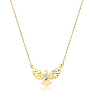 Colar banhado a ouro 18k Intuê Espírito Santo com microzircônias no centro semijoia Colar banhado a ouro 18k Intuê Espírito Santo com microzircônias no centro semijoia