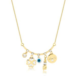 Colar Intuê mantra da sorte banhado a ouro 18k semijoia Colar Intuê mantra da sorte banhado a ouro 18k semijoia