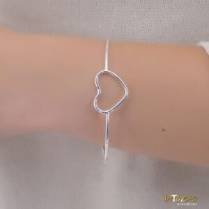 Bracelete Aro Pulseira prata 925 Coração Vazado Bracelete Aro Pulseira prata 925 Coração Vazado