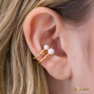 Brinco Intuê Piercing fake dourado perolas banhado a ouro 18k Brinco Intuê Piercing fake dourado perolas banhado a ouro 18k