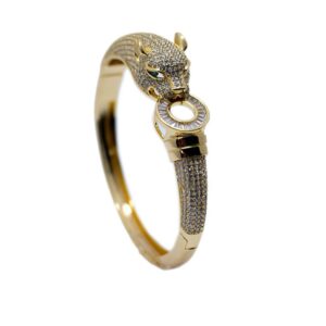 Pulseira bracelete pantera com microzirconias folheada a ouro 18k semijoia Pulseira bracelete pantera com microzirconias folheada a ouro 18k semijoia
