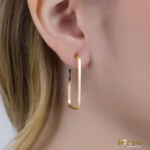 Brinco Intuê argola retangular banhada a ouro 18k Brinco Intuê argola retangular banhada a ouro 18k