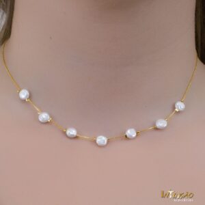 Colar Intuê pérola 5mm banhado a ouro 18k Colar Intuê pérola 5mm banhado a ouro 18k