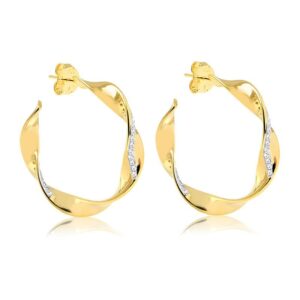 Brinco dourado argola torcida com zircônias folheado a ouro 18k semijoia Brinco dourado argola torcida com zircônias folheado a ouro 18k semijoia
