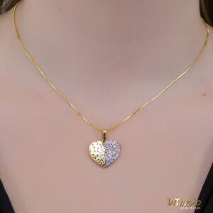 Colar Intuê coração zircônia banhado a ouro 18k Colar Intuê coração zircônia banhado a ouro 18k
