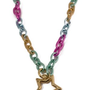 Colar elos tie dye estrela frontal semijoia Colar elos tie dye estrela frontal semijoia