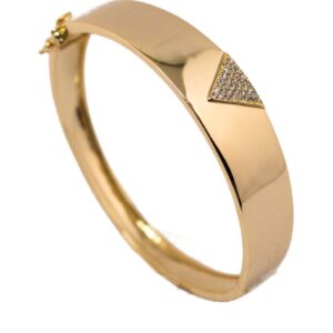 Pulseira Bracelete dourado V zircônia branca folheado a ouro 18k semijoia Pulseira Bracelete dourado V zircônia branca folheado a ouro 18k semijoia