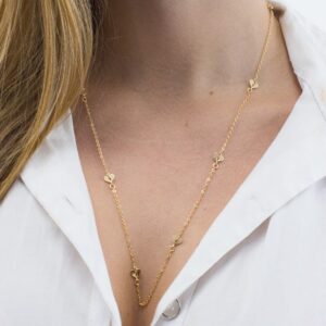 Colar dourado corações intercalados banhado a ouro 18k, semijoia Colar dourado corações intercalados banhado a ouro 18k, semijoia