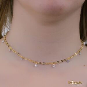 Colar Intuê chocker zircônia banhado a ouro 18k Colar Intuê chocker zircônia banhado a ouro 18k