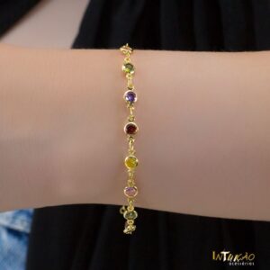 Pulseira Intuê zirconias coloridas banhado a ouro 18k Pulseira Intuê zirconias coloridas banhado a ouro 18k