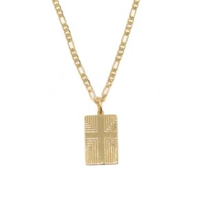 Colar masculino crucifixo quadrado elos 3×1 60cm e placa 2cm folhado a ouro 18k semijoia Colar masculino crucifixo quadrado elos 3×1 60cm e placa 2cm folhado a ouro 18k semijoia