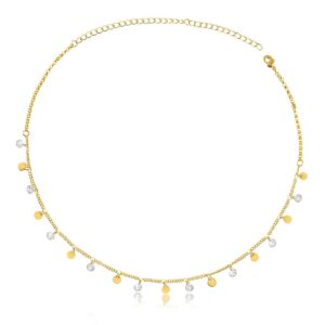 Colar Intuê com zircônias e mini medalhas banhado a ouro 18k Colar Intuê com zircônias e mini medalhas banhado a ouro 18k