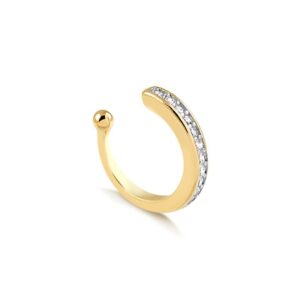 Brinco Intuê piercing fake avulso banhado a ouro 18k com zircônias semijoia Brinco Intuê piercing fake avulso banhado a ouro 18k com zircônias semijoia