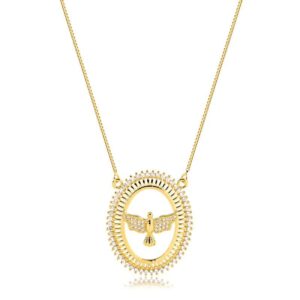 Colar espírito santo com zircônias folheado a ouro 18k semijoia Colar espírito santo com zircônias folheado a ouro 18k semijoia