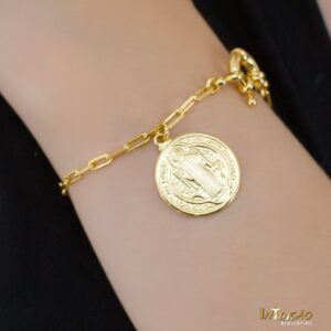 Pulseira dourada elos São Bento banhada a ouro 18k Pulseira dourada elos São Bento banhada a ouro 18k