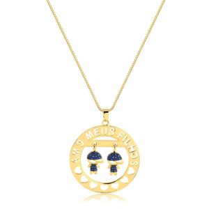 Colar Intuê amo meus filhos banhado a ouro 18k, semijoia Colar Intuê amo meus filhos banhado a ouro 18k, semijoia