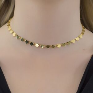Colar Intuê choker coração banhado a ouro 18k Colar Intuê choker coração banhado a ouro 18k