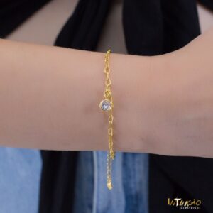 Pulseira Intuê pingente zircônia banhado a ouro 18k Pulseira Intuê pingente zircônia banhado a ouro 18k