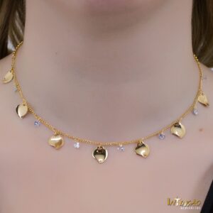 Colar Intuê corações e zircônias banhado a ouro 18k Colar Intuê corações e zircônias banhado a ouro 18k