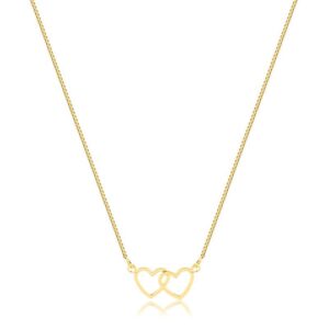 Colar dourado dois corações folheado a ouro 18k semijoia Colar dourado dois corações folheado a ouro 18k semijoia