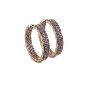 Brinco Intuê argola dupla microzircônias banhadas a ouro 18k semijoia Brinco Intuê argola dupla microzircônias banhadas a ouro 18k semijoia