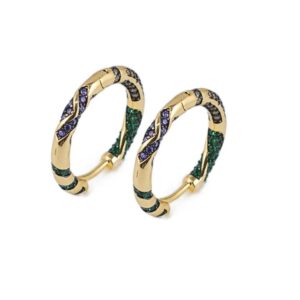 Brinco argola click microzirconia colorida folheada a ouro 18k semijoia Brinco argola click microzirconia colorida folheada a ouro 18k semijoia