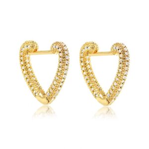 Brinco argola click coração com zircônia folheado a ouro 18k, semijoia Brinco argola click coração com zircônia folheado a ouro 18k, semijoia