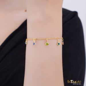 Pulseira dourada pedras coloridas banhada a ouro 18k Pulseira dourada pedras coloridas banhada a ouro 18k