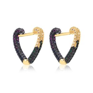 Brinco dourado argola coração click folheado a ouro 18k, semijoia Brinco dourado argola coração click folheado a ouro 18k, semijoia