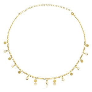 Colar Intuê elos com mini medalhas e zircônias banhado a ouro 18k Colar Intuê elos com mini medalhas e zircônias banhado a ouro 18k